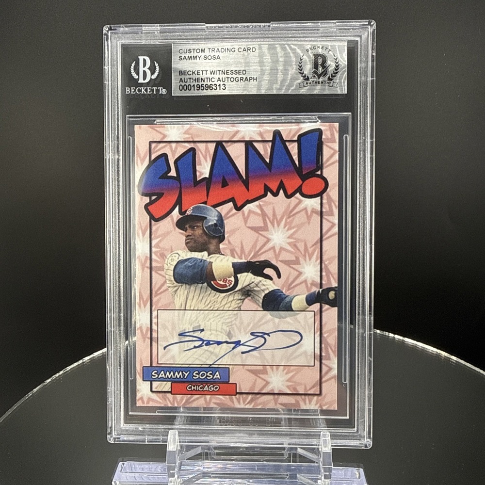 Sammy Sosa Signed SLAM Custom Card Beckett Witnessed BAS Authentic Auto Cubs